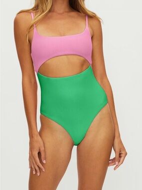 Beach Riot Ray Cutout Rib One Pice Swimsuit, Size Medium, new